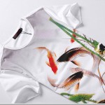 New Style Mens T Shirt Fashion Goldfish Print T Shirt Men Chinese Style Short Sleeve Slim Fit Casual Tee Shirt Men Plus Size 6XL