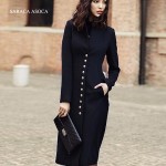 New Style elegant stand collar slim long overcoat women's black camel fashion autumn winter single breasted coat female