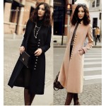 New Style elegant stand collar slim long overcoat women's black camel fashion autumn winter single breasted coat female