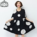 New Summer Dress Plus Size Women Chiffon Polka Dot Clothing Loose Big Size Female Casual Dress Soft Draped Fashion Clothing 4XL