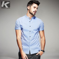 New Summer Fashion Mens Dress Shirts 100% Cotton Brand Clothing Black Gray Man's Wear Slim Short Sleeve Male Clothes
