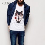 New Summer men's T-shirts casual O-Neck Plus Size white Wolf T-shirts for men fashion short sleeve 2017 trend men's clothing