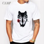 New Summer men's T-shirts casual O-Neck Plus Size white Wolf T-shirts for men fashion short sleeve 2017 trend men's clothing
