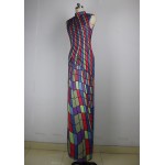 New Vintage Sleeveless Plaid Long Print Dresses Turtleneck Autumn Women Maxi Dress Vestidos