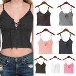 New Women Camis Front Cross Lacing Up Straps Bustier Crop Top Tank
