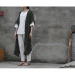 New Women Linen Raglan Short Sleeve Dress Literary 2018 Summer V Neck Single Breasted Cardigan Robe Loose Plus Size Casual Dress