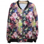 New Women Spring Jackets Short Tops 2016 Long Sleeve Floral Print Coat Vintage Latest Women Clothing Bomber