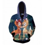 New arrivals fashion zipper hoody for men/women 3d sweatshirt print animals deer hooded hoodies