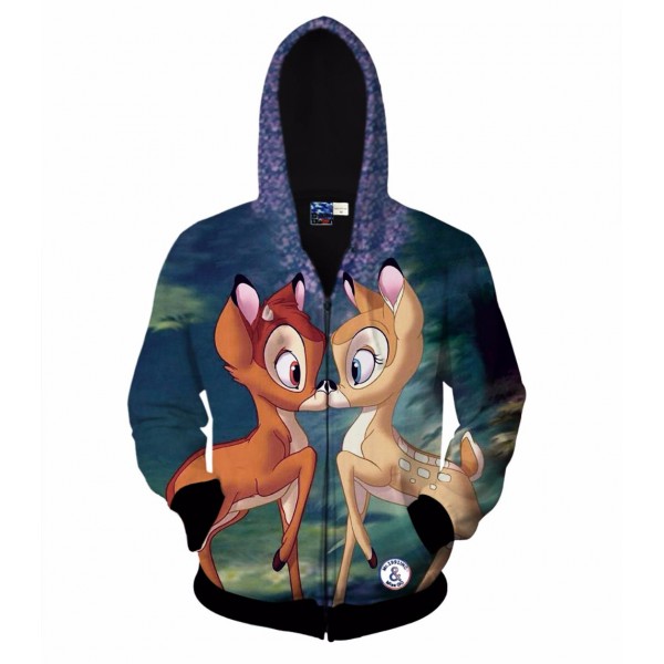 New arrivals fashion zipper hoody for men/women 3d sweatshirt print animals deer hooded hoodies