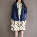 New autumn elbise  women  dress . Loose cotton long-sleeved Art moon owl print dress. Fashion wild spring dresses