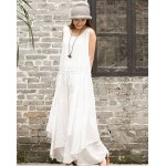New fashion Summer women cotton linen multilayer bottom vest dress sleeveless irregular long dresses for gril 85130