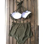 New high waist bandage bikini high neck halter bikini push up high waist swimwear bandage padded swimsuit halter bathing suit