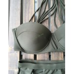 New high waist bandage bikini high neck halter bikini push up high waist swimwear bandage padded swimsuit halter bathing suit