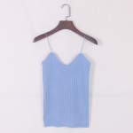New knitted Tank Tops Women Camisole Vest simple Stretchable Ladies V Neck Slim Sexy Strappy Camis Tops Ts-004