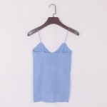 New knitted Tank Tops Women Camisole Vest simple Stretchable Ladies V Neck Slim Sexy Strappy Camis Tops Ts-004