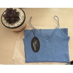 New knitted Tank Tops Women Camisole Vest simple Stretchable Ladies V Neck Slim Sexy Strappy Camis Tops Ts-004