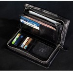 New soft Oil wax genuine leather men wallet long designer male clutch Luxury brand men wallets zipper coin purse phone Bags 