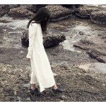 New spring autumn women loose cotton linen long dress long sleeve O-neck solid colors long gown for female  vintage robes