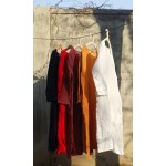 New spring autumn women loose cotton linen long dress long sleeve O-neck solid colors long gown for female  vintage robes