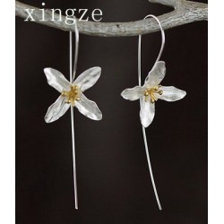 New style high quality 925 sterling silver handmade earrings Lilac flower long earrings for women fine jewelry wholesale