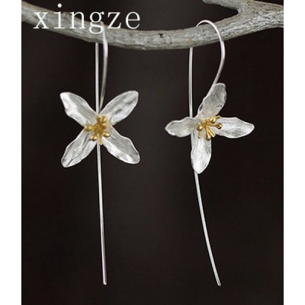 New style high quality 925 sterling silver handmade earrings Lilac flower long earrings for women fine jewelry wholesale