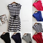 New style summer dress Casual Stripe women summer dress tank sleeveless dresses casual solid color cheap clothes china