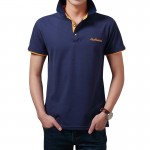 New summer men t-shirt Casual turn-down collar short sleeve t shirt men Comfortable tshirt Solid color embroidery decorate L499
