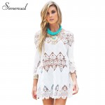 New women lace beach dress splice casual white mini dresses sexy hot hollow out vestidos femininos 2017 solid swimwear output