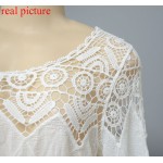 New women lace beach dress splice casual white mini dresses sexy hot hollow out vestidos femininos 2017 solid swimwear output