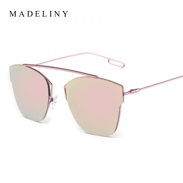 Newest Fashion Alloy Frame Classic Cat Eye Sunglasses Women Brand Designer Vintage Sun Glasses Men Reflective Oculos MA320
