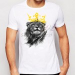 Newest Fashion Cool Crown Lion Printed T-Shirt Summer trendy Mens Hip Hop Short Sleeve Tee Tops Clothing Plus Size S-XXXL