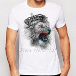 Newest Fashion Cool Crown Lion Printed T-Shirt Summer trendy Mens Hip Hop Short Sleeve Tee Tops Clothing Plus Size S-XXXL