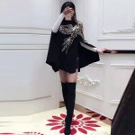 Newest Fashion Women Cashmere Cloak Coat Bird Pattern Beading And Sequins Shwal Loose Woolen Female Cape Bat Sleeves Wrap