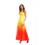 Newest Strap Gradient Color Casual Spring Summer Dress Fashionable High Quality Sleeveless Long Dress for Women Clothing 2017
