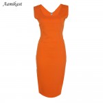 Newest Womens' Elegant Summer Sleeveless Square Collar Back Full Zipper Bodycon Knee-Length Party Pencil Dresses S-XXL