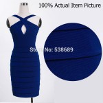 Nice-Forever Fashion Summer Slim Cross Front Women Sexy Club dress Prom Pinup Sheath Pencil Evening Party Dress 772