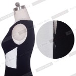 Nice-Forever Pleated fashion Women Optical Illusion Color-block Sleeveless Bodycon Business Evening Party Pencil  Dress b65