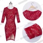 Nice-forever Sexy Pinup Lace Asymmetrical Summer Red Lace dress Sheath Women Print Sexy Half Sleeve Bodycon Mini Dress b205 Nice-forever Sexy Pinup Lace Asymmetrical Summer Red Lace dress Sheath Women Print Sexy Half Sleeve Bodycon Mini Dress b205