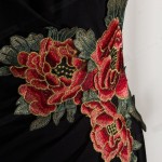 Nice-forever Vintage Applique Flower embroidery Sweat heart neck Office Dress Bodycon Female 3/4 Sleeve Sheath Women Dress B347
