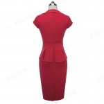 Nice-forever Vintage Casual Office Dress Sweet heart Neck Women Formal Business Short Sleeve Bodycon Slim Pencil Work Dress 553