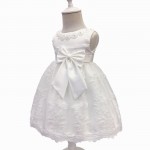 Nicoevaropa Toddler Girls Christening Dresses Children Sleeveless Baptism Ball Gown with Big Bow Baby Kid Birthday Dress Vestido