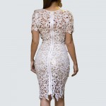 No Lining Midi summer casual Women white Sexy Lace Unlined womens short sleeve Bodycon bandage Pencil women's vintage dress 790