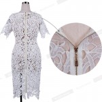 No Lining Midi summer casual Women white Sexy Lace Unlined womens short sleeve Bodycon bandage Pencil women's vintage dress 790