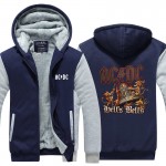 Novelty Design  AC DC Bell Skull Mens Hoodies  I Got My Bell Gonna Take Ya To Hell Thicken Zipper Tops USA EU size Plus size