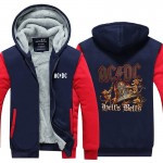 Novelty Design  AC DC Bell Skull Mens Hoodies  I Got My Bell Gonna Take Ya To Hell Thicken Zipper Tops USA EU size Plus size