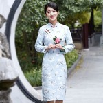 Novelty Stylish Chinese Style Dress Ladies' Cheongsam Elegant Slim Linen Cotton Knee-Length Qipao Size S M L XL XXL XXXL 2528-1