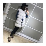 OFTBUY 2017 spring jacket women basic coat 100 real natural fox fur vest long coat colored sleeveless striped loose high quality