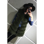 OFTBUY 2017 spring jacket women basic coat 100 real natural fox fur vest long coat colored sleeveless striped loose high quality