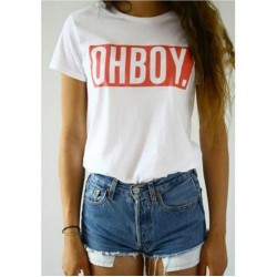 OHBOY Printing  Women T-shirt Tops New Fashion Summer Style Tees T shirts Woman Harajuku White Woman Clothing