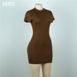 OOTN 2016 new arrival casual solid sheath women dress fashion sexy&club brown party club office above knee mini short dresses